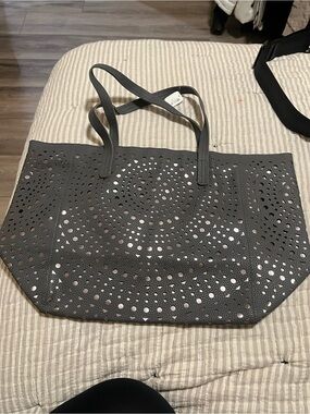 Black Laser-Cut Tote Bag - Stylish Everyday Carry
